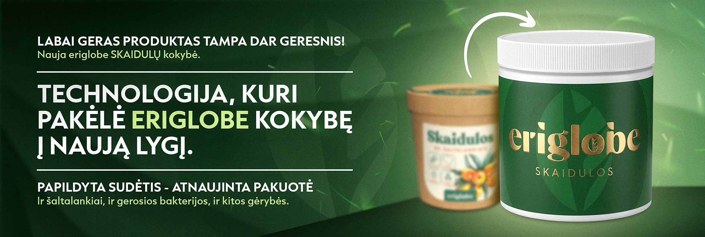 eriglobe skaidulos žarnynui ir virškinimui su šaltalankiais ir probiotikais